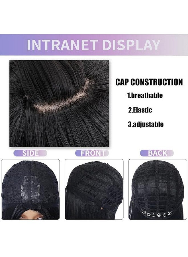 Thrift Bazaar Natural Black Short Bob Hair Wigs for Women With Bangs 12inch Straight Synthetic Cosplay Halloween Party Wig For Girls Daily Use Colorful Hair Wigs - Image 5