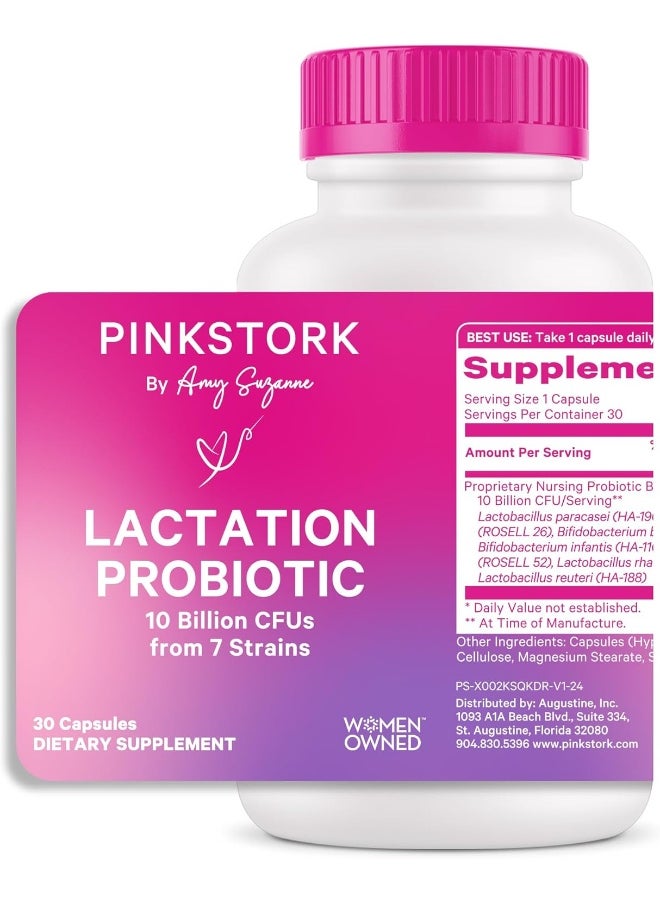 Pink Stork Total Lactation Support Probiotic: Postnatal Probiotics For Breastfeeding Women For Immune Support, Gut Health, And Digestion, Breastfeeding And Postpartum Essentials  - Image 1
