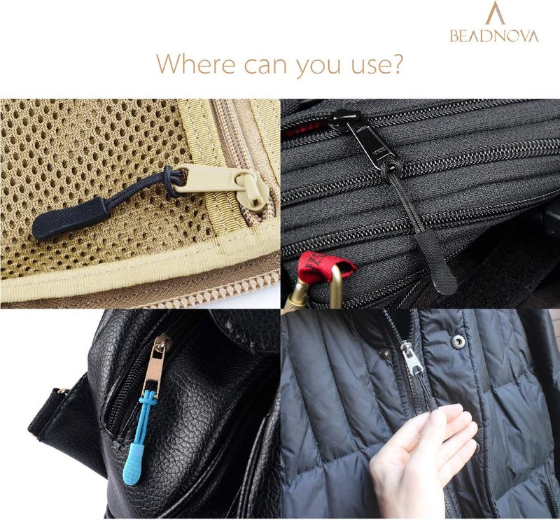 BEADNOVA BEADNOVA Durable Zipper Pull Zip Tab Zipper Tag Cord Pull Extension for Handbag Purse Backpack Jacket Bags Coat Boots Black 10 PCS - Image 5