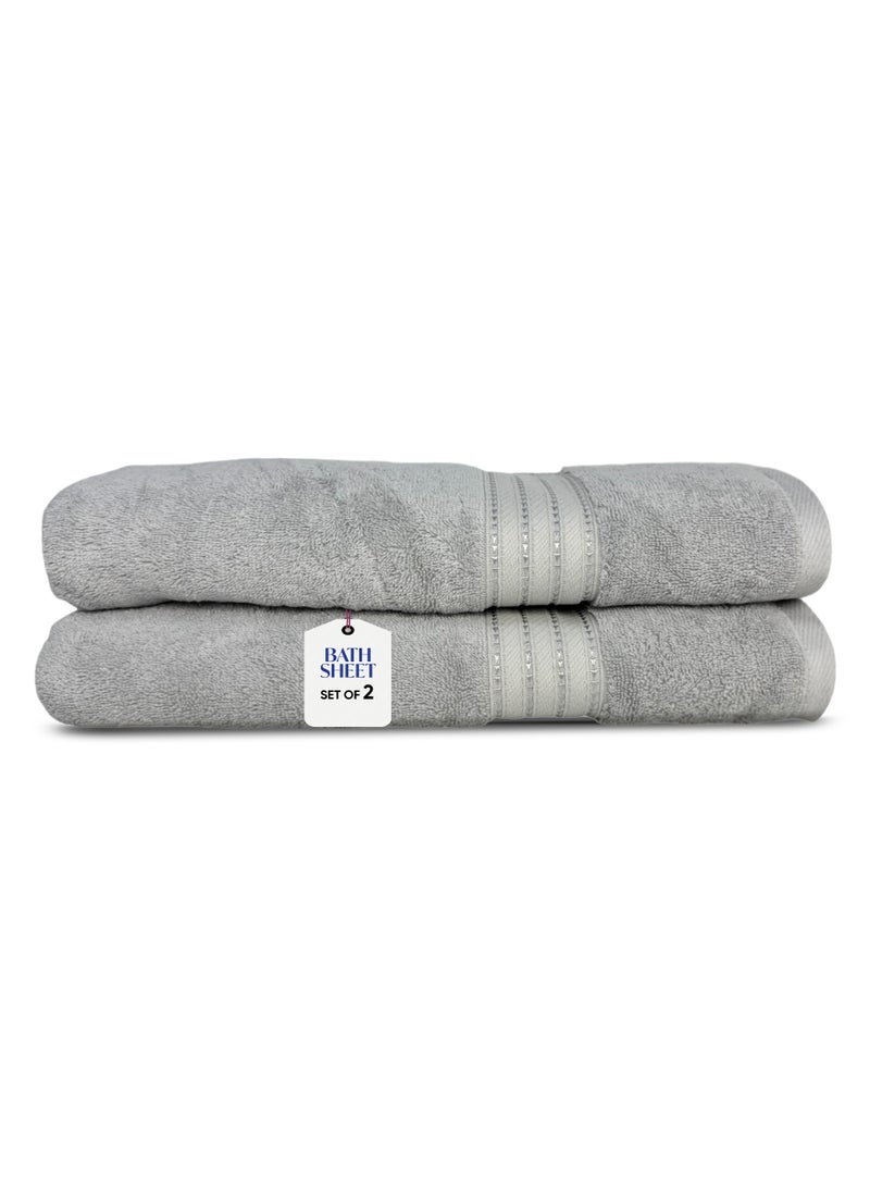 كاسينو Kassino Jumbo Bath Sheet (2 Pack, 80x160 cm) - 580 GSM Large Bath Towel,100% Combed Cotton, Soft & Quick-Dry Oversized Towels, Highly Absorbent, Double Stitched Hotel Quality Towels | Ash Grey - Image 1