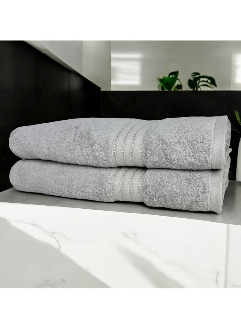 كاسينو Kassino Jumbo Bath Sheet (2 Pack, 80x160 cm) - 580 GSM Large Bath Towel,100% Combed Cotton, Soft & Quick-Dry Oversized Towels, Highly Absorbent, Double Stitched Hotel Quality Towels | Ash Grey - Image 2