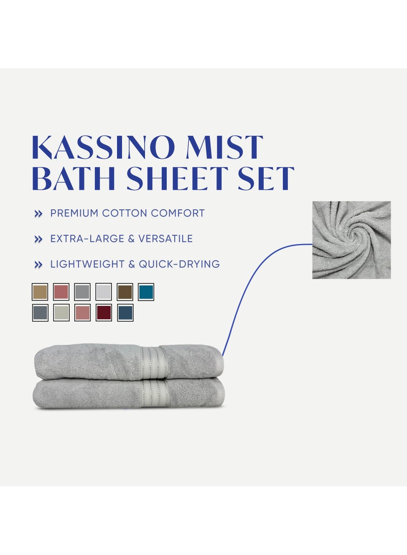 كاسينو Kassino Jumbo Bath Sheet (2 Pack, 80x160 cm) - 580 GSM Large Bath Towel,100% Combed Cotton, Soft & Quick-Dry Oversized Towels, Highly Absorbent, Double Stitched Hotel Quality Towels | Ash Grey - Image 3