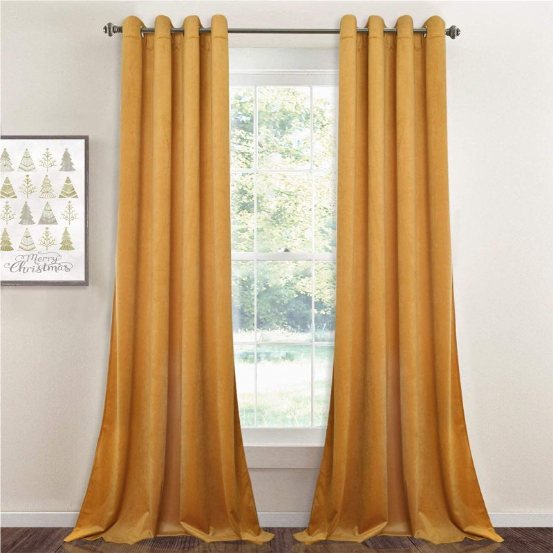 StangH StangH Nursery Velvet Curtains 108 inches  Extra Long Room Darkening Large Window Drapes Soft Smooth Sound Lower Privacy Panels for Kids BedroomPalyroom Warm Gold 52 x 108 inches 1 Pair 