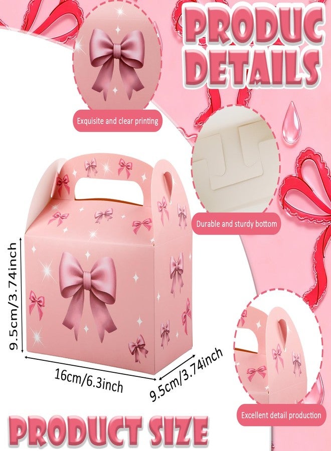 Sumalon 30 Pcs Party Favor Boxes with Handles, 6.3 Inch Foldable Paper Treat Boxes Candy Boxes, Gift Boxes Goodies Boxes for Birthday, Shower, Wedding, Party Supplies Decorations (Bow) - Image 2