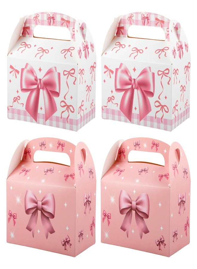 Sumalon 30 Pcs Party Favor Boxes with Handles, 6.3 Inch Foldable Paper Treat Boxes Candy Boxes, Gift Boxes Goodies Boxes for Birthday, Shower, Wedding, Party Supplies Decorations (Bow) - Image 1