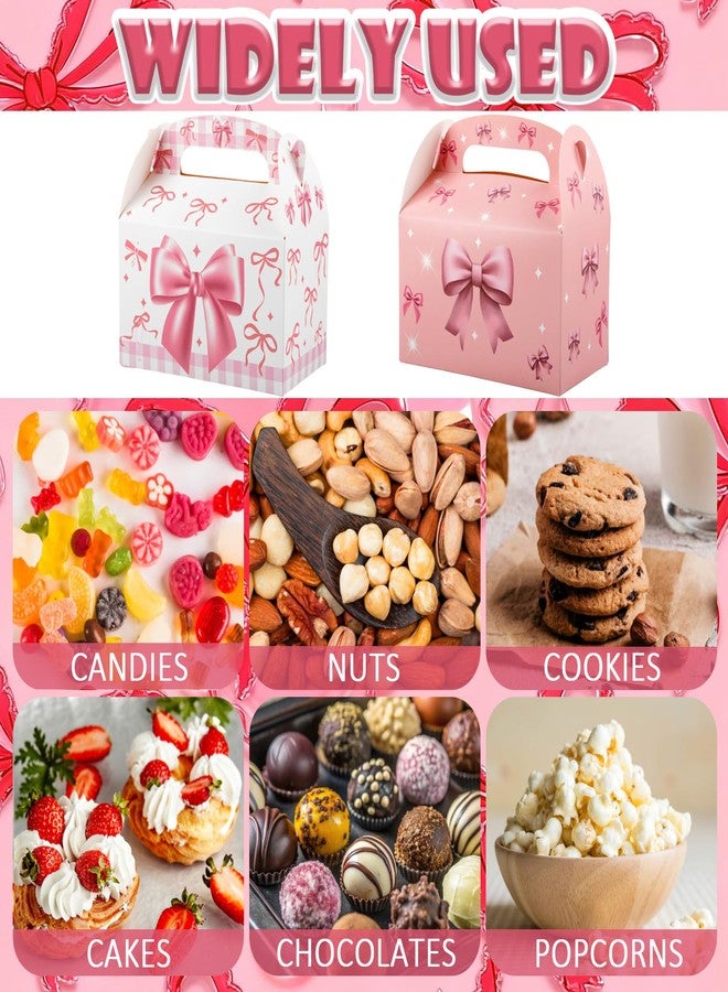Sumalon 30 Pcs Party Favor Boxes with Handles, 6.3 Inch Foldable Paper Treat Boxes Candy Boxes, Gift Boxes Goodies Boxes for Birthday, Shower, Wedding, Party Supplies Decorations (Bow) - Image 5