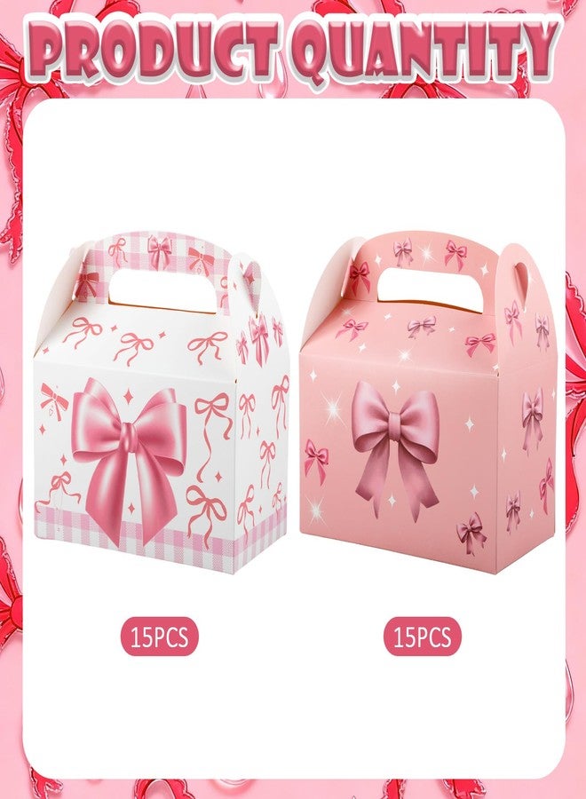Sumalon 30 Pcs Party Favor Boxes with Handles, 6.3 Inch Foldable Paper Treat Boxes Candy Boxes, Gift Boxes Goodies Boxes for Birthday, Shower, Wedding, Party Supplies Decorations (Bow) - Image 3