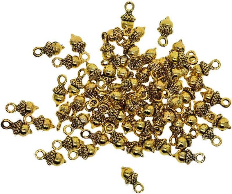 klarako 50 Pack Metal Fruit Acorn Charms Beads Bulk for DIY Craft Pendants Bracelet Necklace Earring Keychain Jewelry Making Finding Accessories - Golden - Image 5