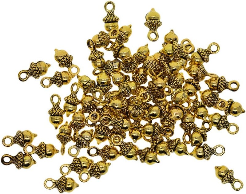 klarako 50 Pack Metal Fruit Acorn Charms Beads Bulk for DIY Craft Pendants Bracelet Necklace Earring Keychain Jewelry Making Finding Accessories - Golden - Image 3