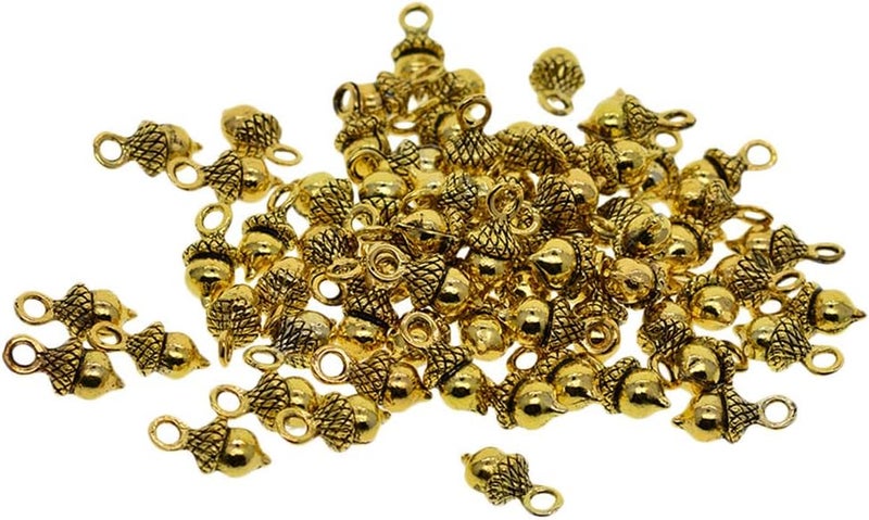 klarako 50 Pack Metal Fruit Acorn Charms Beads Bulk for DIY Craft Pendants Bracelet Necklace Earring Keychain Jewelry Making Finding Accessories - Golden - Image 4