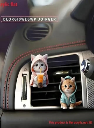 Set of 4 Cute Cat Car Air Vent Decoration Clamped Scent Holders - Freshen the Air with Pressed Scents - Car Interior Accessories for Driving Fun - view 2
