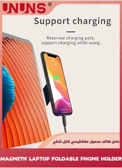 UNUNS Magnetic Phone Holder,Adjustable Aluminum Alloy Foldable Phone Mount,Laptop Side Mount Clip,PC Tablet Smartphone Dual Screen View,Portable Expansion Bracket For Any Phone Laptops,Rotating Holder  - Image 2