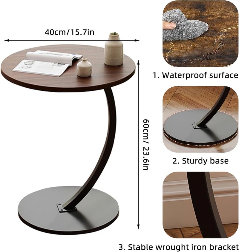 AIRFULAE Round Side Table, End Table for Small Spaces Round Coffee Table Wood Rustic Nightstand Bedside Table Sofa Table Coffee Snack Table Drink Table for Living Room,Bedroom (A) - Image 1