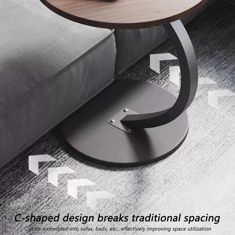 AIRFULAE Round Side Table, End Table for Small Spaces Round Coffee Table Wood Rustic Nightstand Bedside Table Sofa Table Coffee Snack Table Drink Table for Living Room,Bedroom (A) - Image 5