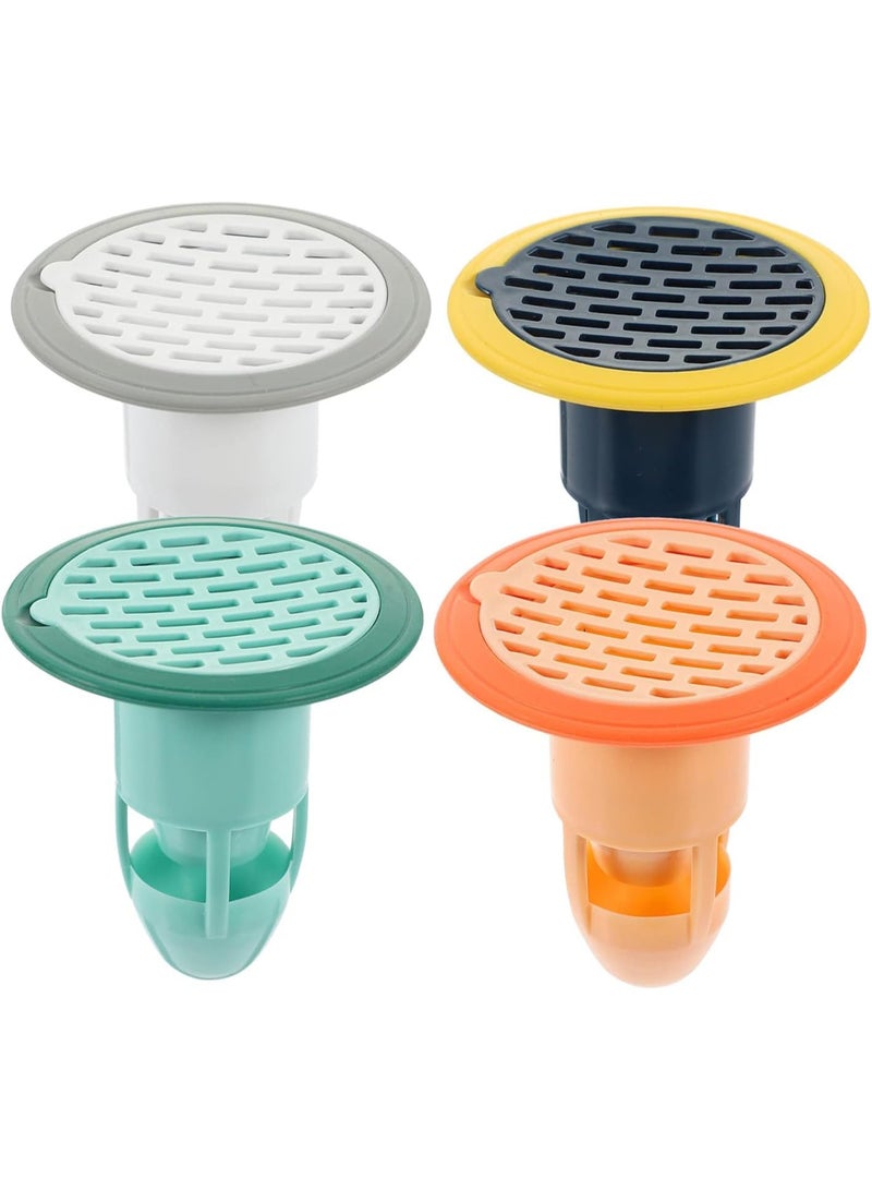 سدادة تصريف ارضية مضادة للروائح الكريهة من، 4 قطع سدادة تصريف ارضية للصرف الصحي، سدادة تصريف الارضيات ومنع التدفق العكسي للحمام والقبو والغسيل - Image 1