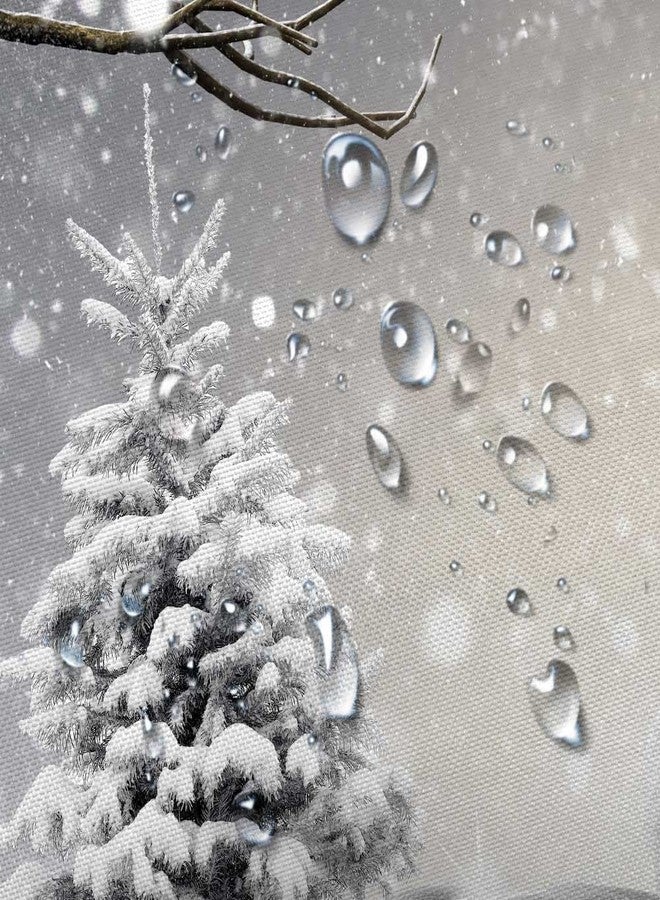 VEIGIKE Christmas Snowman Shower Curtain, Grey Winter Snowflake Holiday Xmas Fabric Shower Curtains Set for Bathroom, Cute Gray Restroom Decor Accessories with Hooks 72X 72 inch - Image 5