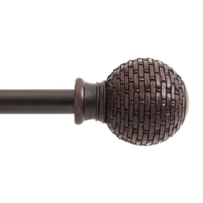 KN75798 WOVEN BALL END STANDARD DECORATIVE WINDOW CURTAIN ROD 2848 ADJUSTABLE LENGTH WEATHERED BROWN FINISH 58 DIAMETER STEEL TUBE