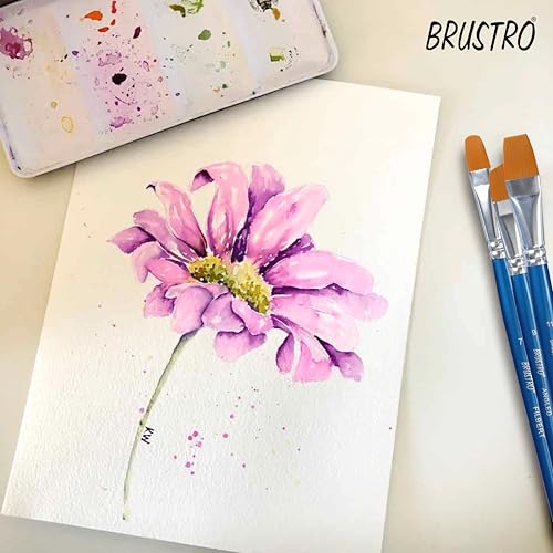Brustro Artists Watercolor Cotton Paper A5 300 20 Well Palette with Brushes - Set of 15 - Image 5