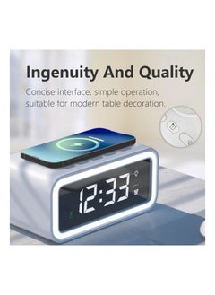Multifunctional Digital Alarm Clock with LED Light and Bluetooth Speaker Wireless Charging Black