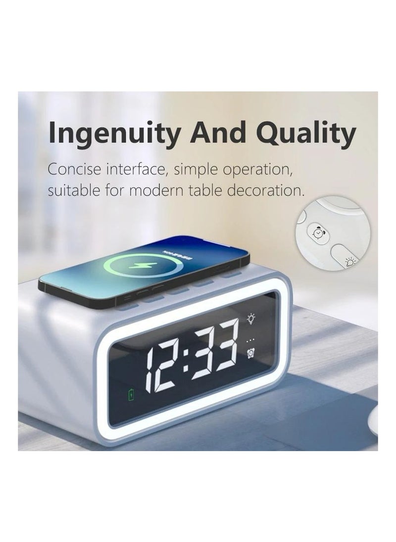DEHKAH - Multifunctional Digital Alarm Clock with LED Light and Bluetooth Speaker Wireless Charging Black - Image 1