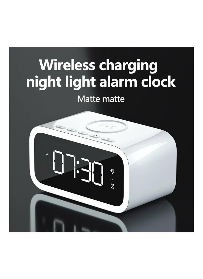 DEHKAH - Multifunctional Digital Alarm Clock with LED Light and Bluetooth Speaker Wireless Charging Black - Image 1