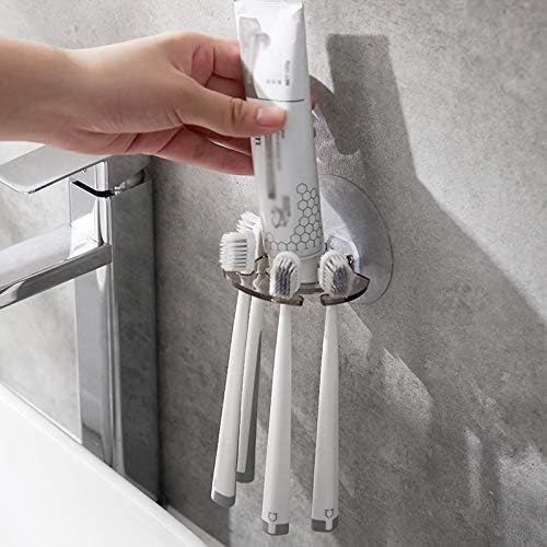 IQS Enterprise 5 in 1 Toothbrush Holder Toothbrush Holder Creative Wall Mounted Toothbrush Organizer Toothpaste Holder Stand for Bathroom Sink Drainer Toothbrush Holder for Home (2 pcs) - Image 5