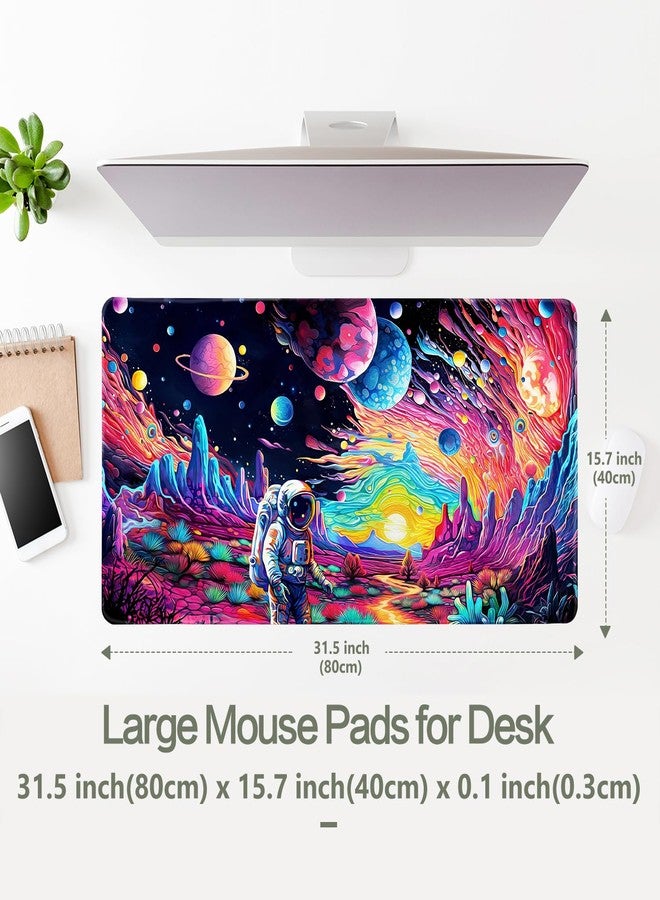 Vimorco Cyberpunk Astronaut Mouse Pad Desk Mat Fantasy Planet Space Large Gaming Mouse Pad Anime Desk Pad Mousepad XXL Extended Keyboard Mat Futuristic Cosmic Adventure Mouse Mat, Waterproof, 31.5 x 15.7 in - Image 5
