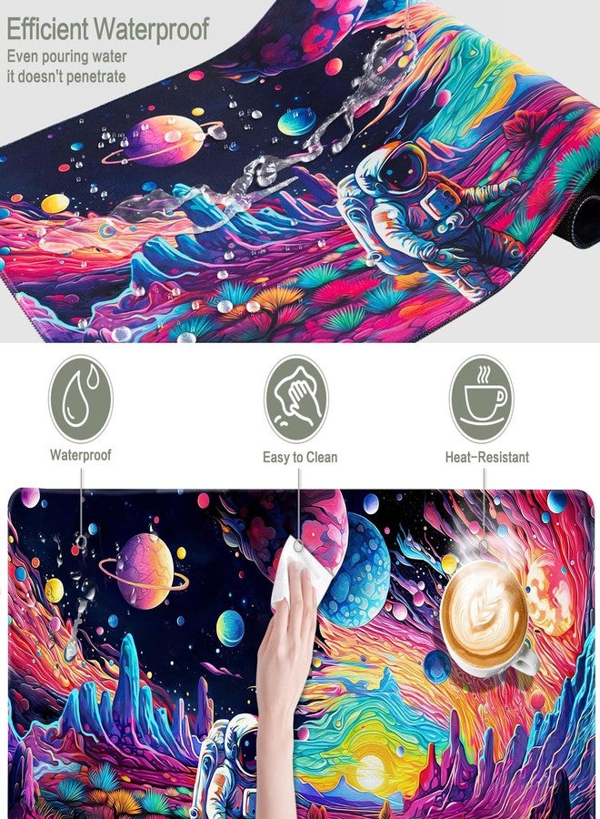 Vimorco Cyberpunk Astronaut Mouse Pad Desk Mat Fantasy Planet Space Large Gaming Mouse Pad Anime Desk Pad Mousepad XXL Extended Keyboard Mat Futuristic Cosmic Adventure Mouse Mat, Waterproof, 31.5 x 15.7 in - Image 4