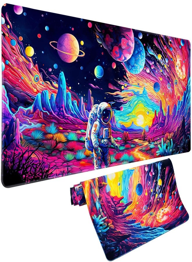 Vimorco Cyberpunk Astronaut Mouse Pad Desk Mat Fantasy Planet Space Large Gaming Mouse Pad Anime Desk Pad Mousepad XXL Extended Keyboard Mat Futuristic Cosmic Adventure Mouse Mat, Waterproof, 31.5 x 15.7 in - Image 1