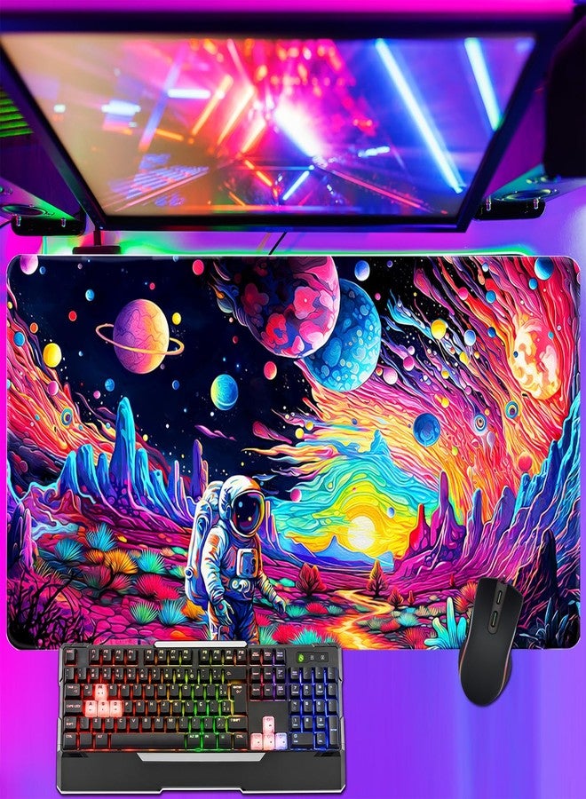 Vimorco Cyberpunk Astronaut Mouse Pad Desk Mat Fantasy Planet Space Large Gaming Mouse Pad Anime Desk Pad Mousepad XXL Extended Keyboard Mat Futuristic Cosmic Adventure Mouse Mat, Waterproof, 31.5 x 15.7 in - Image 2