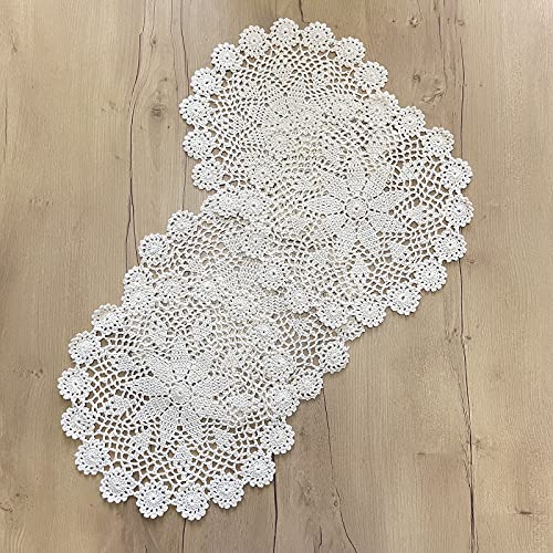 Phantomon 12 Inch Round Doilies Crochet Handmade Lace Placemats 100% Cotton Knitted Coasters, Pack of 4 (Beige) - Image 4