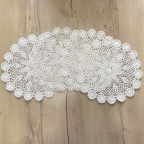 Phantomon 12 Inch Round Doilies Crochet Handmade Lace Placemats 100% Cotton Knitted Coasters, Pack of 4 (Beige) - Image 5