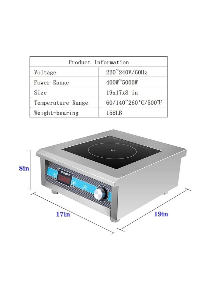 AL KHAYAM - Commercial Grade Countertop Burner 3500 W /220V-240V Commercial Induction Cooktop Hot Plate for Cooking Portable Electric Stove for Kitchen Home School & Restaurant - Image 1