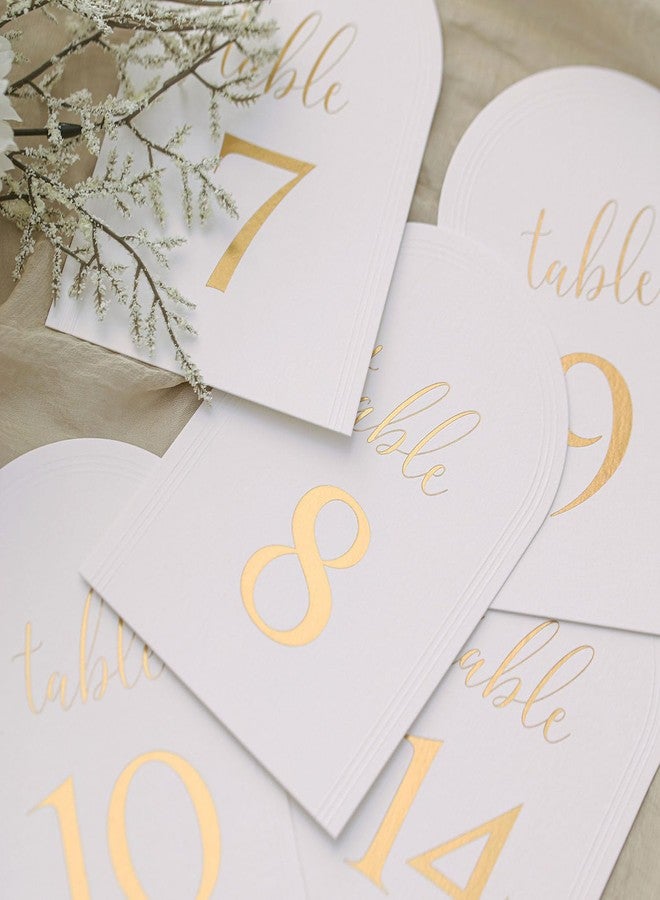 upvolcora Arch Table Numbers 1-20 + Head Table, 4x6 Inch Art Paper 400g, Gold Foil Embossed Details, Wedding Table Numbers with Stands, Elegant Seating Chart for Reception - Image 3