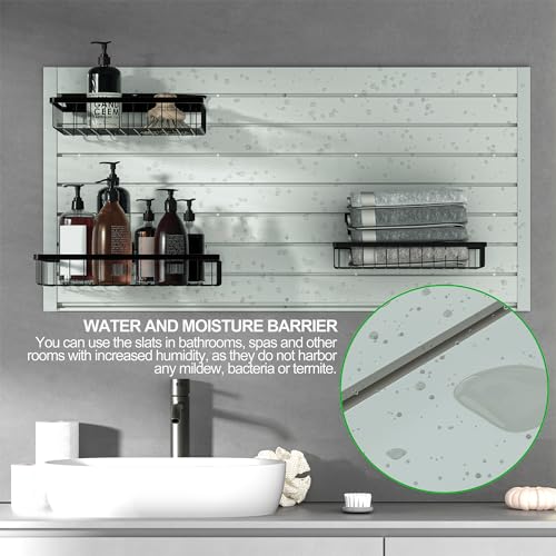 RELIANCER PVC Slat Wall Panels,4ft by 2ft (8 sqft) Garage Wall Organizer Storage System,Interlocking Slatwall Paneling Sheets,Workshop Slatwall Shelves Tools Organization,Wall Mounted Storage Rack - Image 4