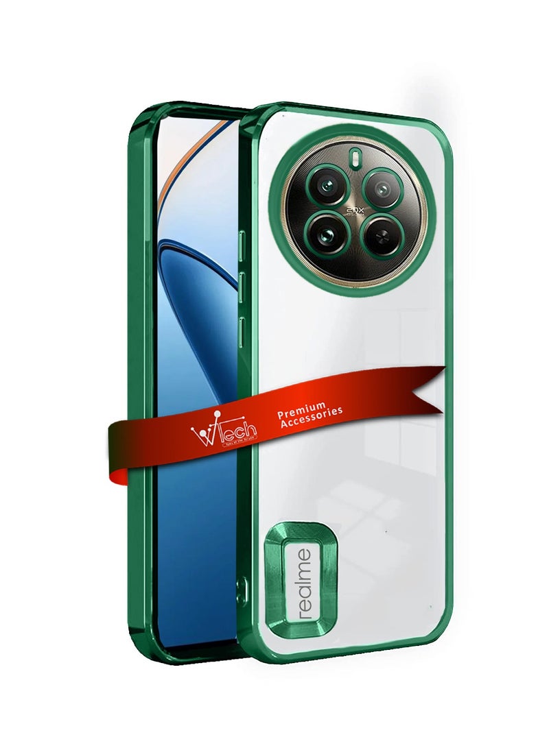 دبليو تيك حافظة لهاتف Realme 12 Pro / 12 Pro+ / 12 Pro Plus 5G 2024 باللون الأخضر الداكن من مادة TPU الفاخرة ذات الشفاه المرتفعة - Image 1