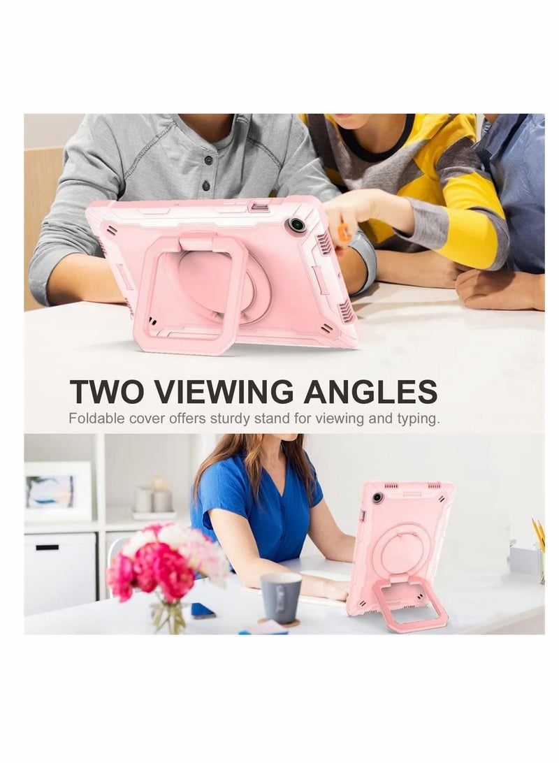 Y&D Case Fit New for Samsung Galaxy Tab A8 10.5 Inch 2022 (SM-X200 / SM-X205 SM-X207) Case, Heavy Duty Rugged Kids Friendly Shockproof 360 Rotating Grip Handle Folding Stand Cover (Rose Gold) - Image 3
