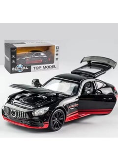 Generic "Elegant metallic Mercedes car (Black/Red) with movable doors, trunk, and hood, emitting realistic sounds with headlight illumination, fast wheels that make it zoom like a rocket, and a length of 16 cm of excitement and fun!"  - Image 1