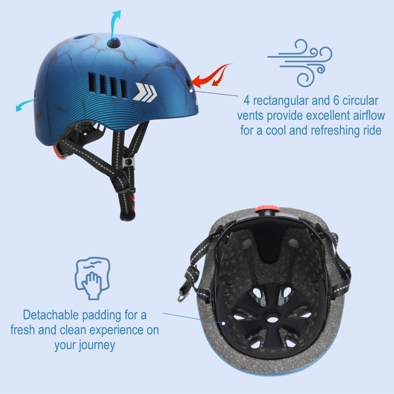 KAMUGO Kids Bike Helmet, Toddler Helmet for Ages 2-8 Boys Girls with Sports Protective Gear Set Knee Elbow Wrist Pads for Skateboard Cycling Scooter(Blue) - Image 4
