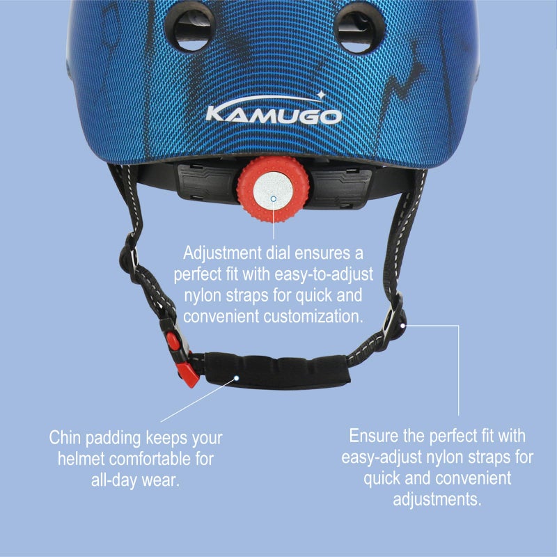 KAMUGO Kids Bike Helmet, Toddler Helmet for Ages 2-8 Boys Girls with Sports Protective Gear Set Knee Elbow Wrist Pads for Skateboard Cycling Scooter(Blue) - Image 5