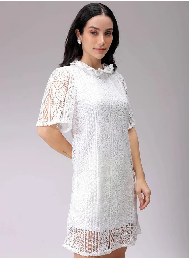 مرفوعة Women A-Line Casual Lace Shift Dress