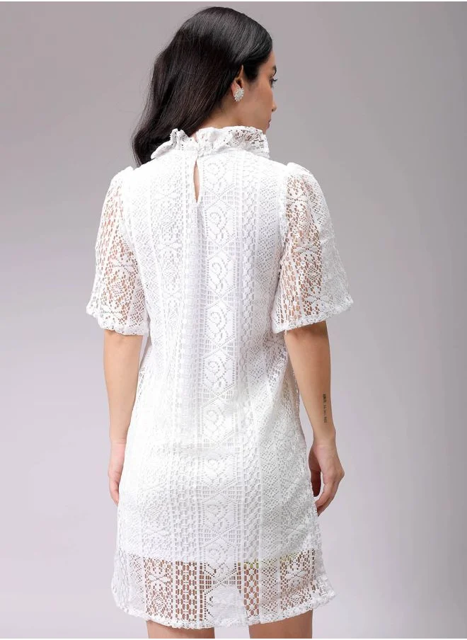 مرفوعة Women A-Line Casual Lace Shift Dress