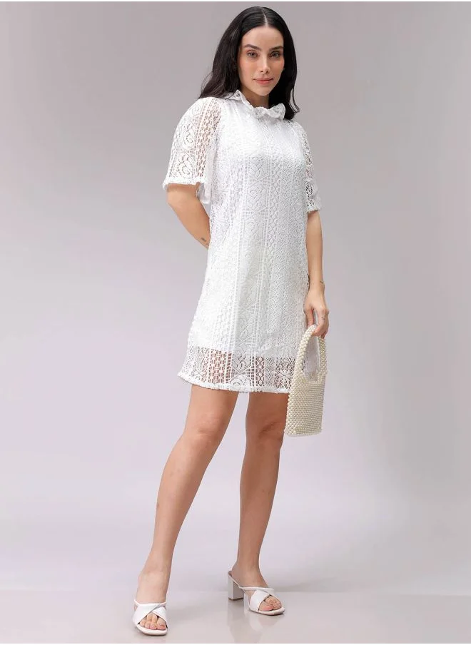 مرفوعة Women A-Line Casual Lace Shift Dress