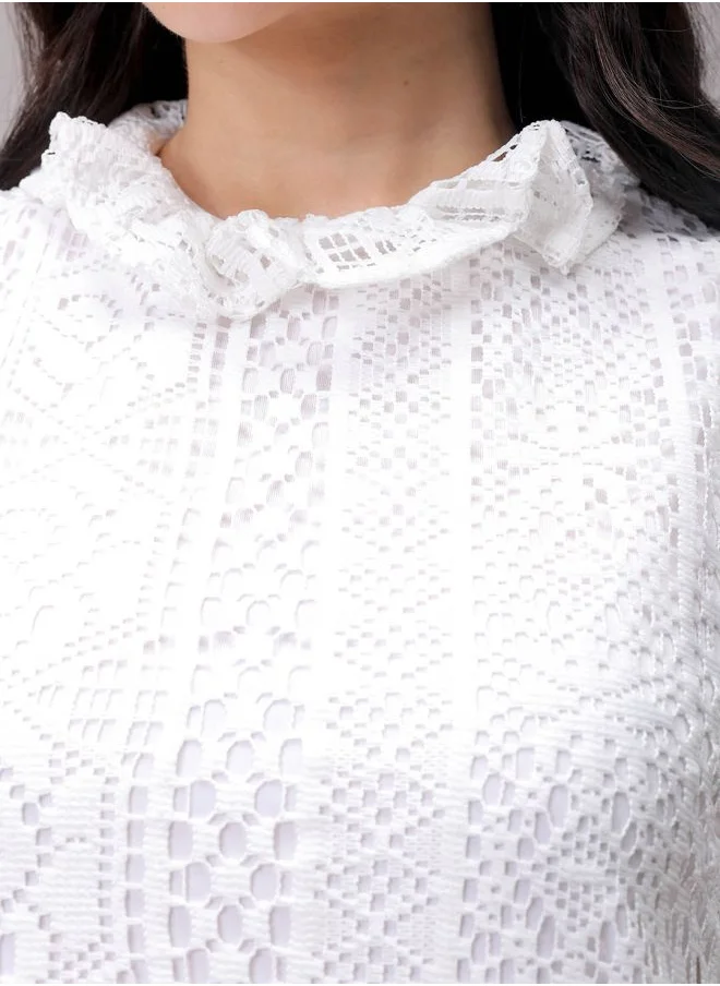 مرفوعة Women A-Line Casual Lace Shift Dress