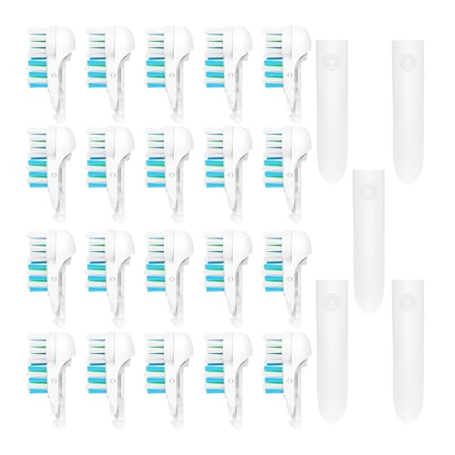 EBIEFLY 20Pcs Spinbrush Oral Toothbrush Replacements Heads Dual Cross Action Clean Attachments Sensitive Brush Refill Rotating Sets 3D White Fit for Oral B 4732 3733 4734 - Image 1