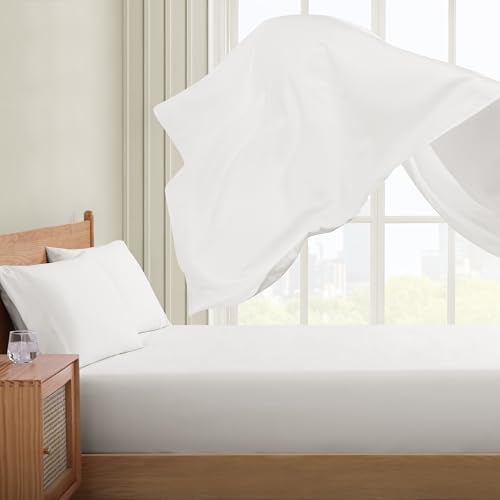 UGG Full Sheet Set 4-Piece Luxury Cooling Sheets Deep Pockets Premium Bedding with 2 Pillow Shams Hypoallergenic Machine Washable Soft Lightweight Bed Set for Bedroom, Full, White (Hedi) - Image 2