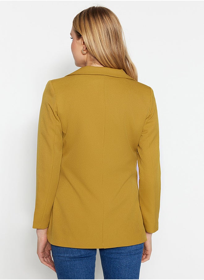 trendyol - Light Brown Regular Lined Double Breasted Closure Button Detailed Woven Blazer Jacket TWOAW21CE0264 - Image 1