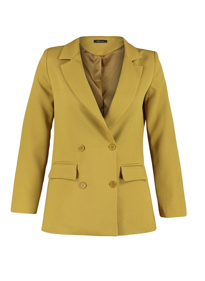 trendyol - Light Brown Regular Lined Double Breasted Closure Button Detailed Woven Blazer Jacket TWOAW21CE0264 - Image 1