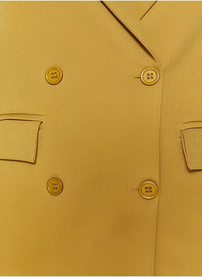 trendyol - Light Brown Regular Lined Double Breasted Closure Button Detailed Woven Blazer Jacket TWOAW21CE0264 - Image 1