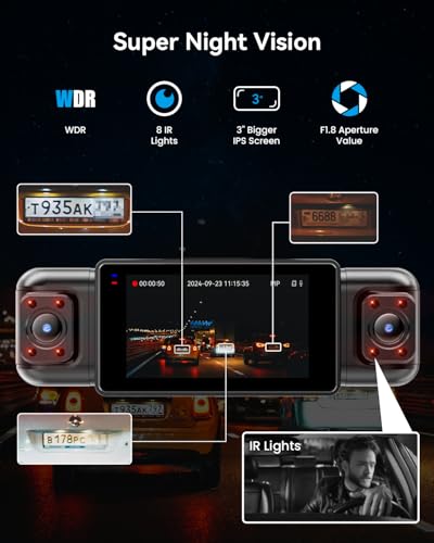 IIWEY N5 4 Channel Dash Cam 360° View, 1080P Front and Rear Inside, Left Right Dash Camera for Cars, 8 IR Lamps Night Vision, 5G WiFi & APP Control, G-Sensor, Parking Mode, with a Free 128GB SD Card - Image 4